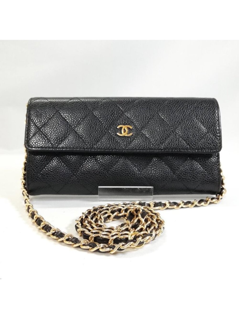 Chanel Class Quilted Caviar Leather Wallet Chain Shoulder Bag